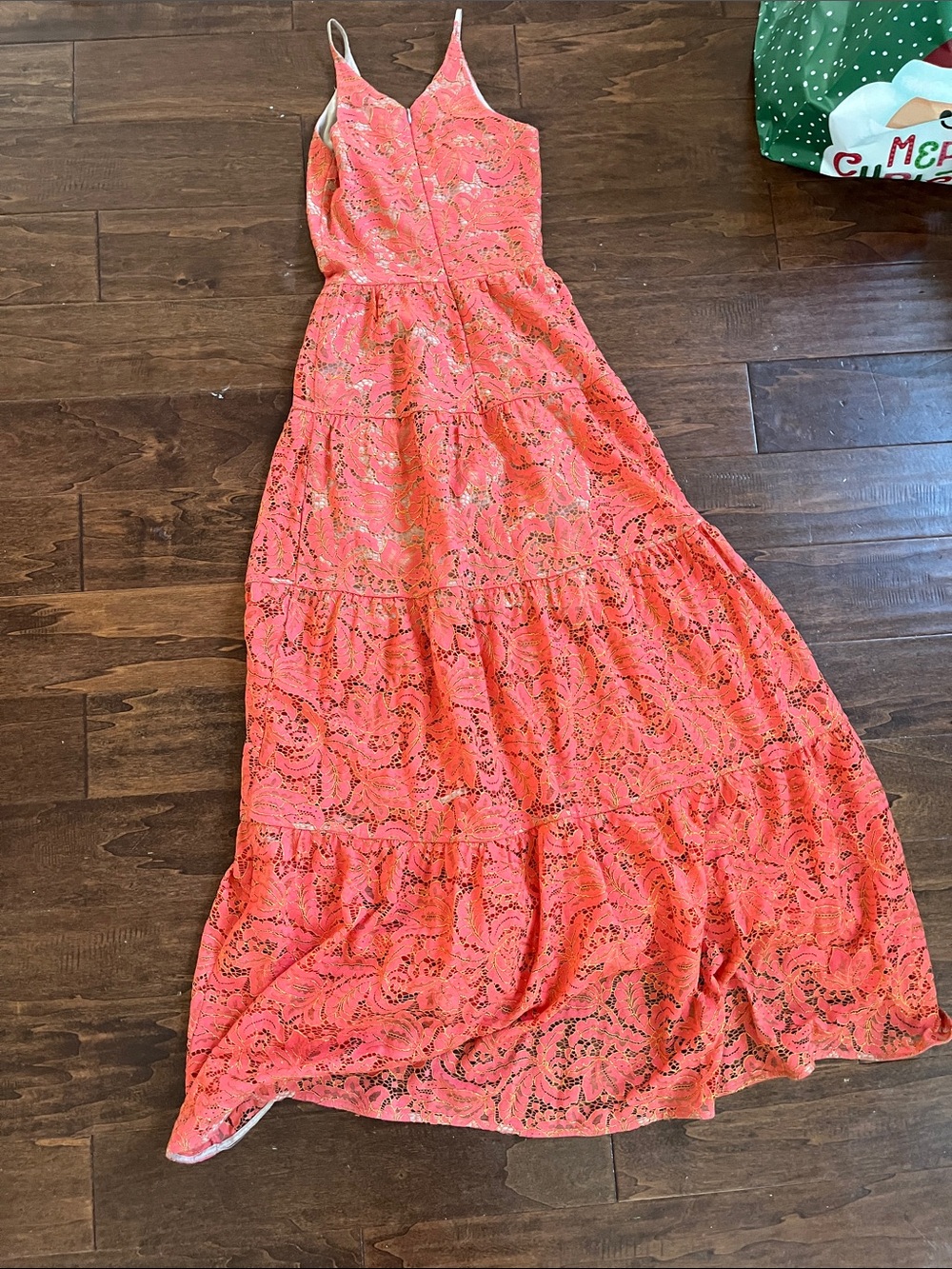 Dress the Population Coral Lace Tiered Maxi Skirt